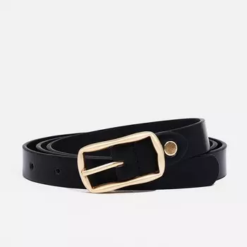 Ремень женский, ширина 1.8 см, винт, пряжка металл, цвет чёрный