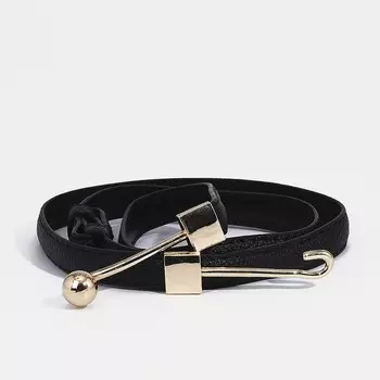 Ремень женский, ширина 1 см, пряжка металл, цвет чёрный