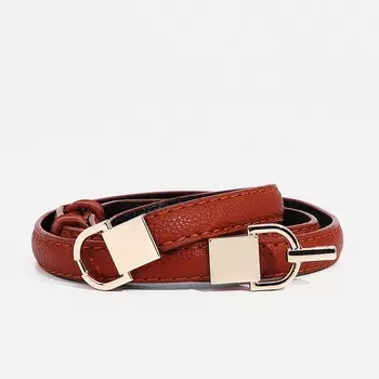 Ремень женский тонкий, 951 см, пряжка-зацепка металл, с минималистичной фурнитурой, рыжий