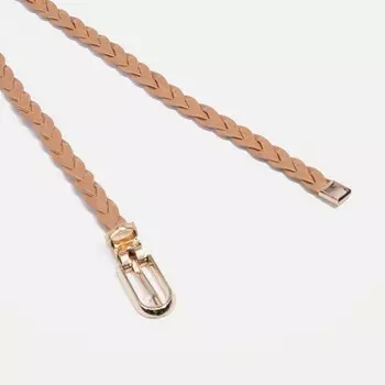 Ремень женский, ширина 1 см, винт, пряжка металл, цвет бежевый