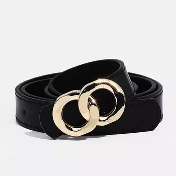 Ремень женский, ширина 2,2 см, пряжка металл, цвет чёрный