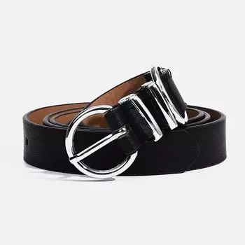 Ремень женский, ширина 2.2 см, пряжка металл, цвет чёрный