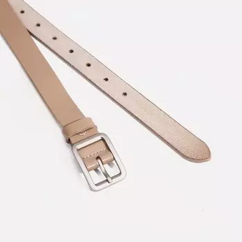 Ремень женский, ширина 2.2 см, винт, пряжка металл, цвет бежевый