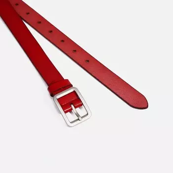 Ремень женский, ширина 2.2 см, винт, пряжка металл, цвет красный