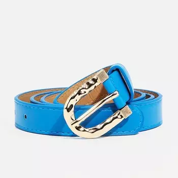 Ремень женский с винтом, 1002.2 см, пряжка металл, золотистая, голубой