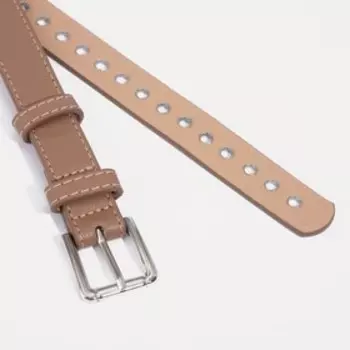 Ремень женский, ширина 2,3 см, пряжка металл, люверсы, цвет коричневый