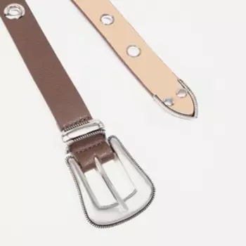 Ремень женский, ширина 2,3 см, пряжка металл, люверсы, цвет тёмно-коричневый