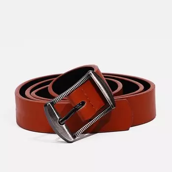 Ремень женский, 1002.4 см, классическая пряжка тёмный металл, рыжий
