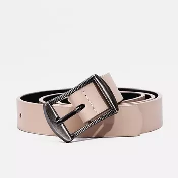Ремень женский, 1002.4 см, классическая пряжка тёмный металл, бежевый