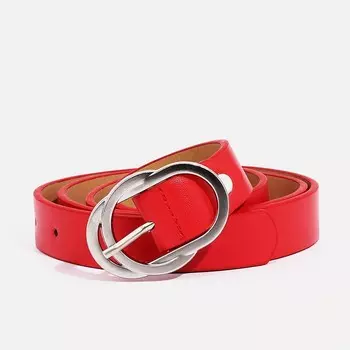 Ремень женский, ширина 2,4 см, винт, пряжка металл, цвет красный