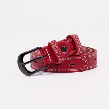 Ремень женский, ширина 2,4 см, винт, пряжка металл, цвет красный