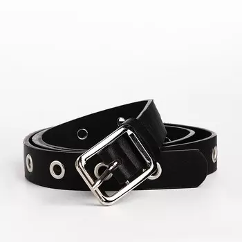 Ремень женский с люверсами, 1052.5 см, пряжка металл, серебристая, чёрный