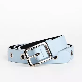 Ремень женский, ширина 2.5 см, люверсы, пряжка металл, цвет голубой