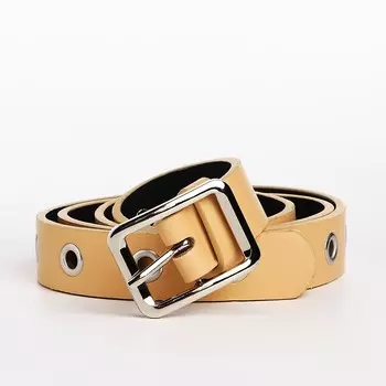 Ремень женский с люверсами, 1052.5 см, пряжка металл, серебристая, бежевый