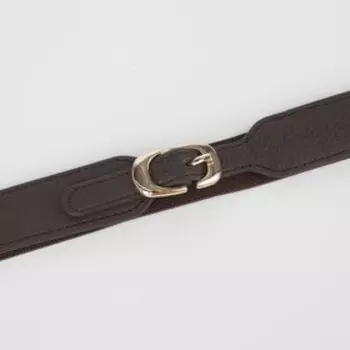 Ремень женский, ширина 2,5 см, резинка, пряжка золото, цвет тёмно-коричневый