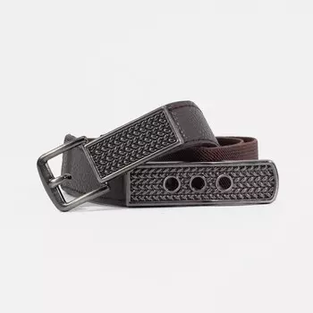 Ремень женский, ширина 2,5 см, резинка, пряжка серебро, цвет тёмно-коричневый