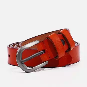 Ремень женский, ширина 2,5 см, винт, пряжка металл, цвет оранжевый