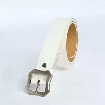 Ремень женский с винтом, 1102.5 см, матовая классическая пряжка металл, белый