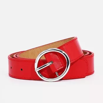 Ремень женский, ширина 2,8 см, винт, пряжка металл, цвет красный