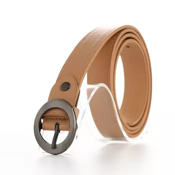 Ремень женский тонкий с винтом, 1102 см, пряжка тёмный металл, бежевый