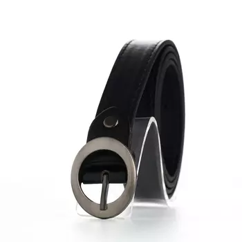 Ремень женский тонкий с винтом, 1102 см, пряжка тёмный металл, чёрный