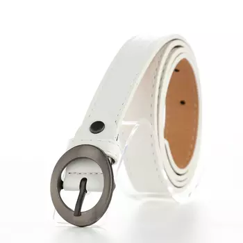 Ремень женский тонкий с винтом, 1102 см, пряжка тёмный металл, белый