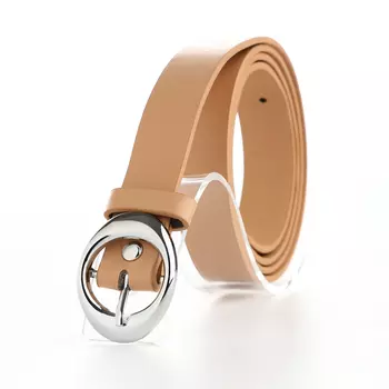 Ремень женский тонкий, 1102 см, пряжка металл, серебристая, бежевый