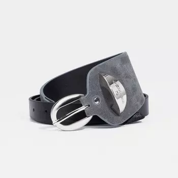 Ремень женский, ширина 2 см, пряжка металл, цвет чёрный/серый