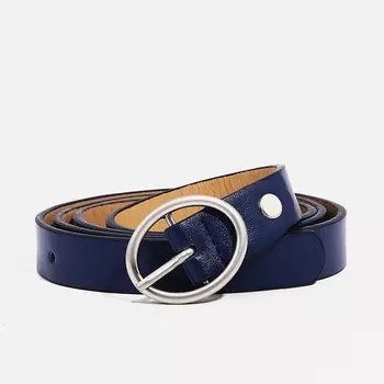 Ремень женский тонкий с винтом, 1102 см, пряжка металл, серебристая, синий