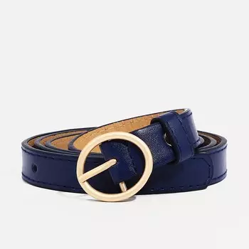 Ремень женский, ширина 2 см, винт, пряжка металл, цвет синий