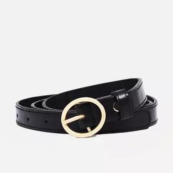 Ремень женский, ширина 2 см, винт, пряжка металл, цвет чёрный