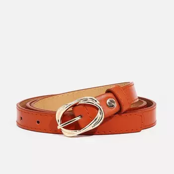 Ремень женский тонкий с винтом, 1102 см, пряжка металл, золотистая, рыжий