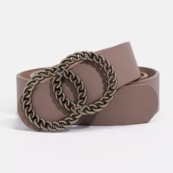 Ремень женский, ширина 3,3 см, гладкий, пряжка металл, цвет розовый