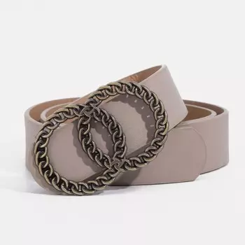 Ремень женский, ширина 3,3 см, гладкий, пряжка металл, цвет серый