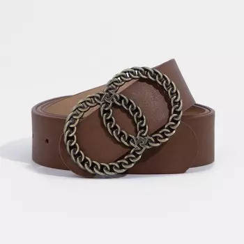 Ремень женский, ширина 3,3 см, гладкий, пряжка металл, цвет светло-коричневый