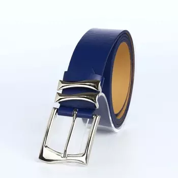 Ремень женский с винтом, 1103.3 см, классическая пряжка металл, серебристая, синий