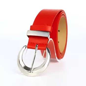 Ремень женский с винтом, 1103.3 см, пряжка металл, серебристая, красный