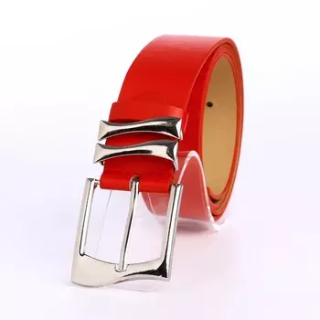 Ремень женский с винтом, 1103.3 см, классическая пряжка металл, серебристая, красный