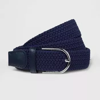 Ремень женский, ширина 3,5 см, плетёнка, пряжка металл, цвет синий