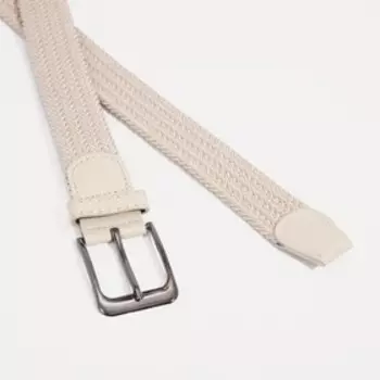 Ремень женский, ширина 3,5 см, плетёнка, пряжка металл, цвет бежевый