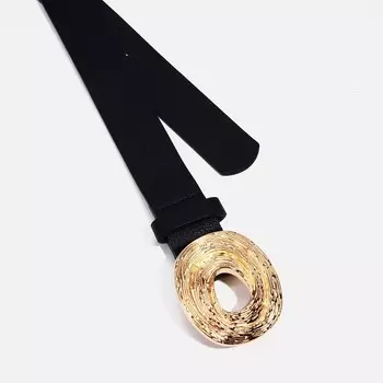 Ремень женский, ширина 3,5 см, пряжка металл, цвет чёрный