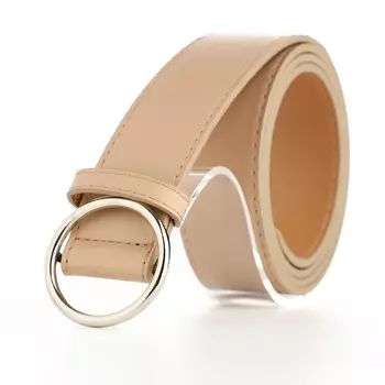 Ремень женский 1103.5 см, круглая пряжка-затяжка металл, серебристая, бежевый