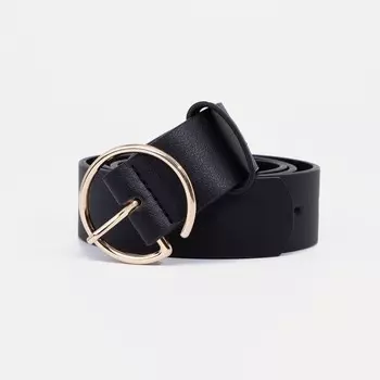 Ремень женский, 1053.3 см, круглая пряжка металл, золотистая, чёрный
