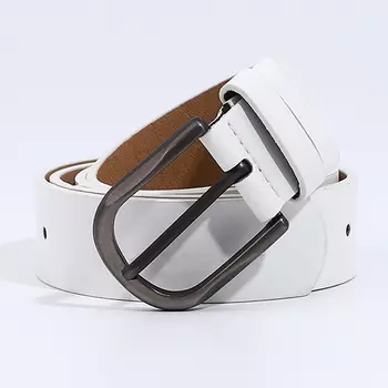 Ремень женский, ширина 3,5 см, винт, пряжка металл, цвет белый