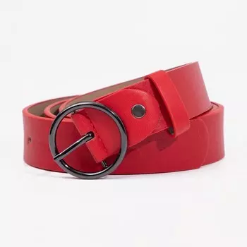 Ремень женский, ширина 3,5 см, винт, пряжка металл, цвет красный