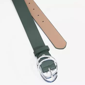 Ремень женский, ширина 3,5 см, винт, пряжка металл, цвет зелёный