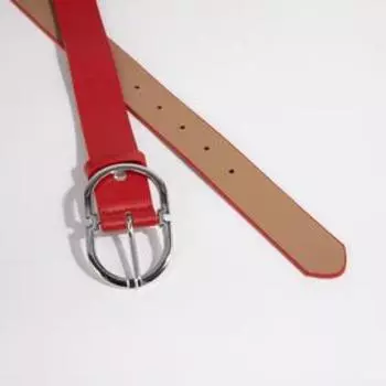 Ремень женский, ширина 3,5 см, винт, пряжка металл, цвет красный