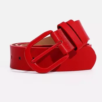 Ремень женский, ширина 3.5 см, винт, пряжка металл, цвет красный