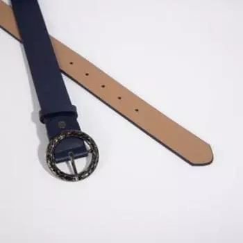 Ремень женский, ширина 3 см, винт, пряжка металл, цвет синий