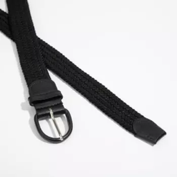 Ремень женский, ширина 3,5 см, винт, резинка плетёнка, цвет чёрный